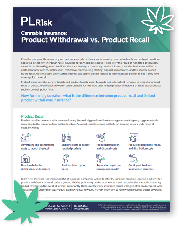 Cannabis general liability